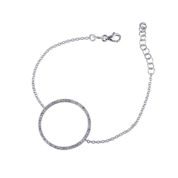 Pulsera de oro blanco 18k con un círculo 25 mm diamantes