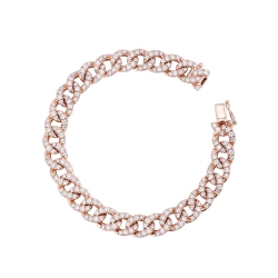 Brazalete en oro rosa 18k con diamantes en eslabones