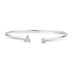 Pulsera rigida de oro con letra A en diamantes