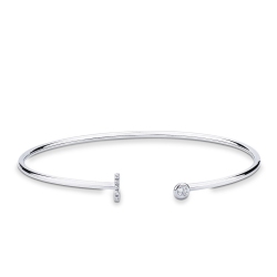 Pulsera rigida de oro con letra I en diamantes
