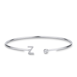 Pulsera rígida en oro blanco 18k con letra Z