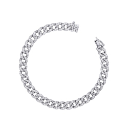 Pulsera gourmette oro blanco 750 con diamantes
