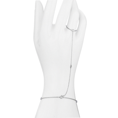 Pulsera de mano en oro blanco 18k con diamantes 0.05 ct