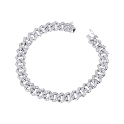 Pulsera Cuban Link en oro blanco 18K con diamantes