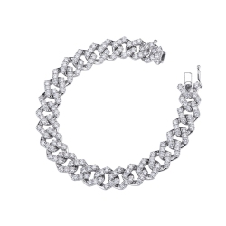Pulsera Cubana oro blanco 18k con diamantes