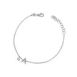 Pulsera con letra A en oro blanco y diamantes