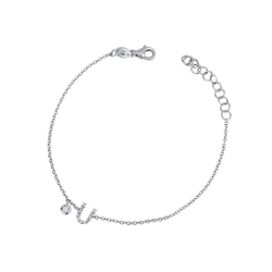Pulsera con letra U en oro blanco y diamantes