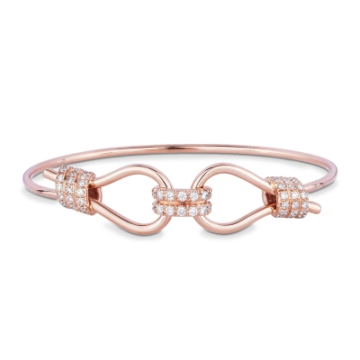 Pulsera diseño Oro Rosa 18k con nudos en diamantes