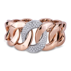 Pulsera cubana oro blanco y rosa 18k con diamantes