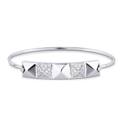 Pulsera con placa y tachuelas Oro Blanco 18k con diamantes