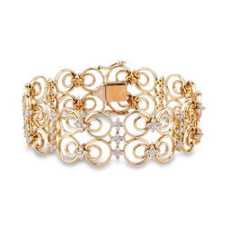 Pulsera en oro amarillo 18k con eslabones dobles y diamantes