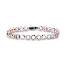 Pulsera oro blanco y rosa de 18k forma redonda con diamantes