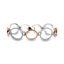 Pulsera en oro blanco y rosa 18k con diamantes