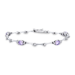 Pulsera en oro blanco 18k con amatistas y diamantes