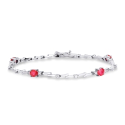 Pulsera en oro blanco de 18k con rubíes engastados