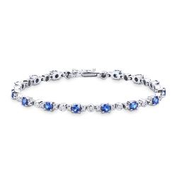 Pulsera oro blanco 18k con zafiros y diamantes