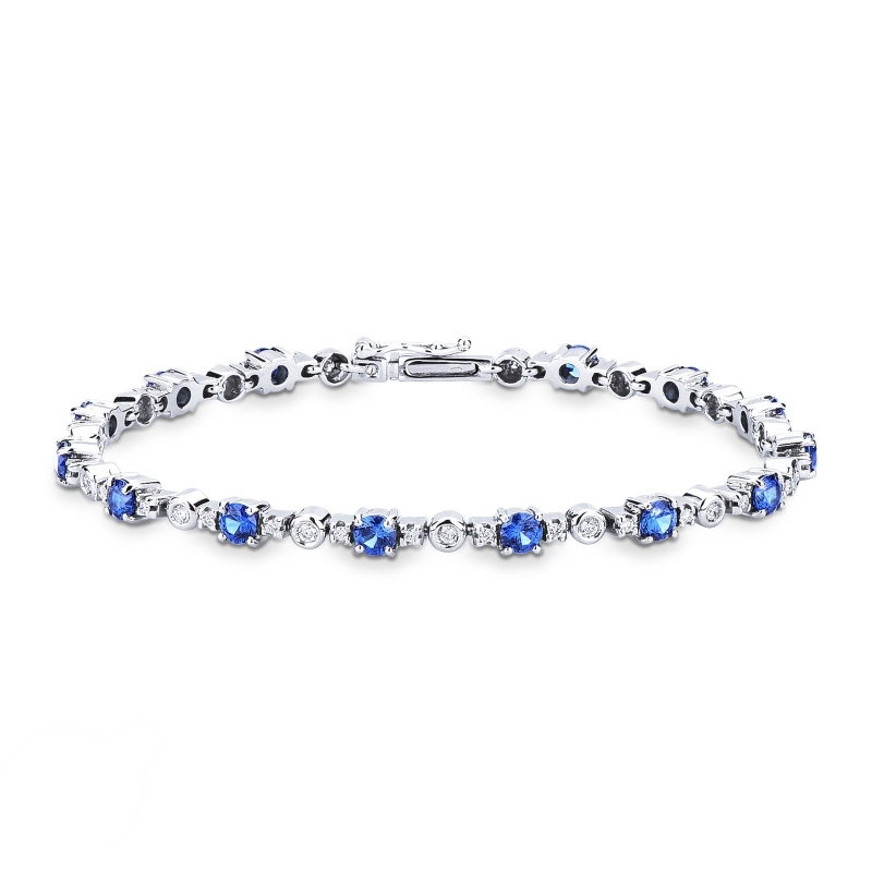 Pulsera oro blanco 18k con zafiros y diamantes Pulsera oro blanco 18k con zafiros y diamantes