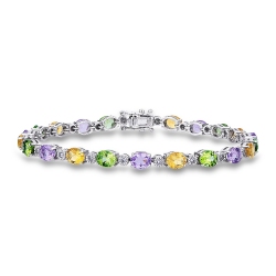 Pulsera en oro blanco 18k con topacios multicolores