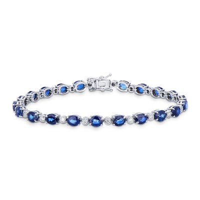 Pulsera alternada de oro 18 quilates con zafiros azules y diamantes