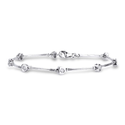 Pulsera oro blanco 18k con diamantes en forma de corazón