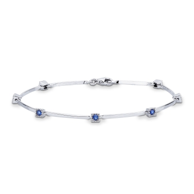 Pulsera alternada oro blanco de 18 quilates con zafiros azules