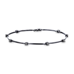Pulsera hombre oro18 quilates completamente bruñido con diamantes negros