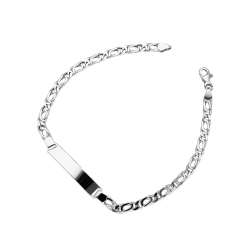 Pulsera con placa de oro blanco 18k
