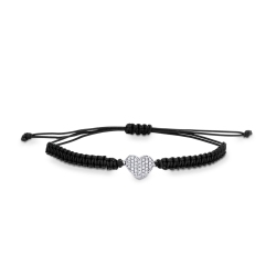 Pulsera corazón en oro blanco 18k adornado con diamantes