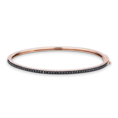 Brazalete rígido oro rosa 18k con diamantes negros