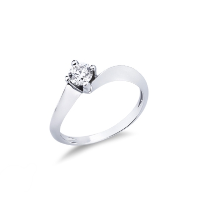 Solitario Valentino en oro blanco 18 quilates con un diamante 0,40 ct
