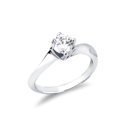 Solitario mujer en oro blanco de 18kt con diamante de 0,70 quilates