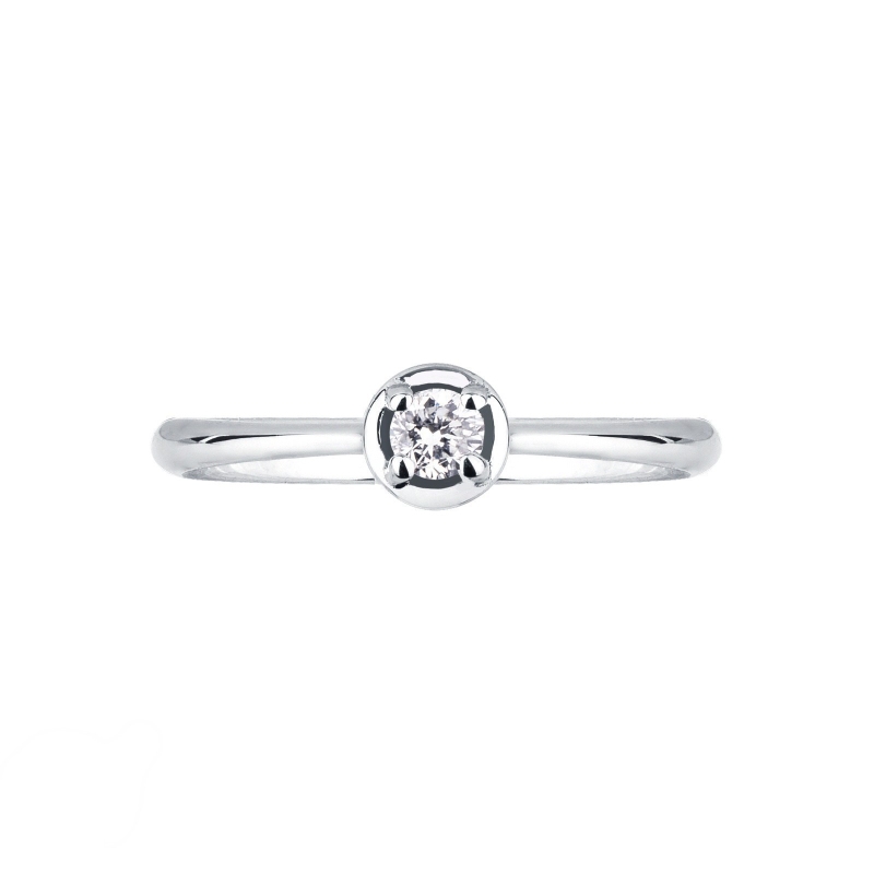 Anillo solitario oro blanco 18k corazón diamante 0.10ct brillante