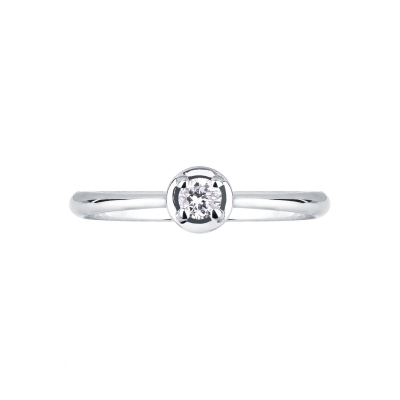 Anillo solitario oro blanco 18k corazón diamante 0.10ct brillante