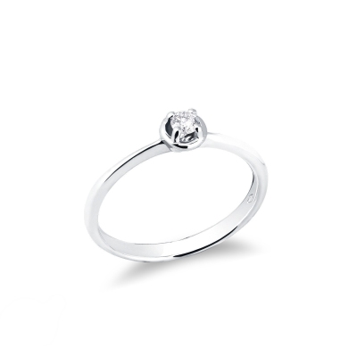Anillo solitario oro blanco 18k corazón diamante 0.10ct brillante