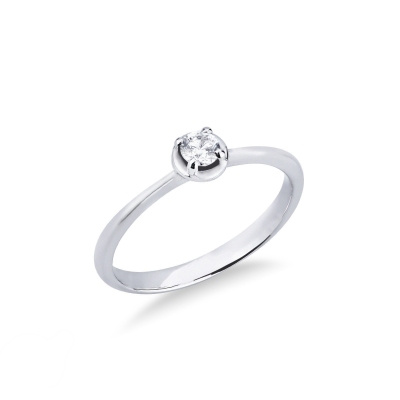 Anillo solitario diamante 0,15 ct y oro blanco 18 k 