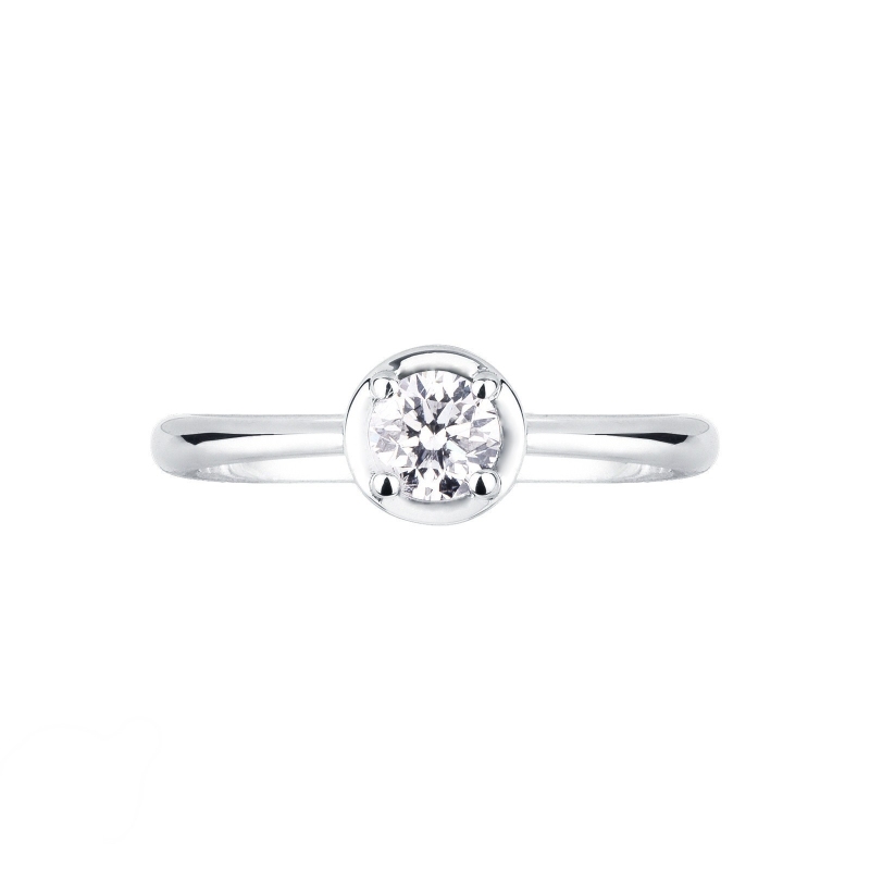 Anillo solitario oro blanco 18k corazón diamante 0.30ct corte brillante