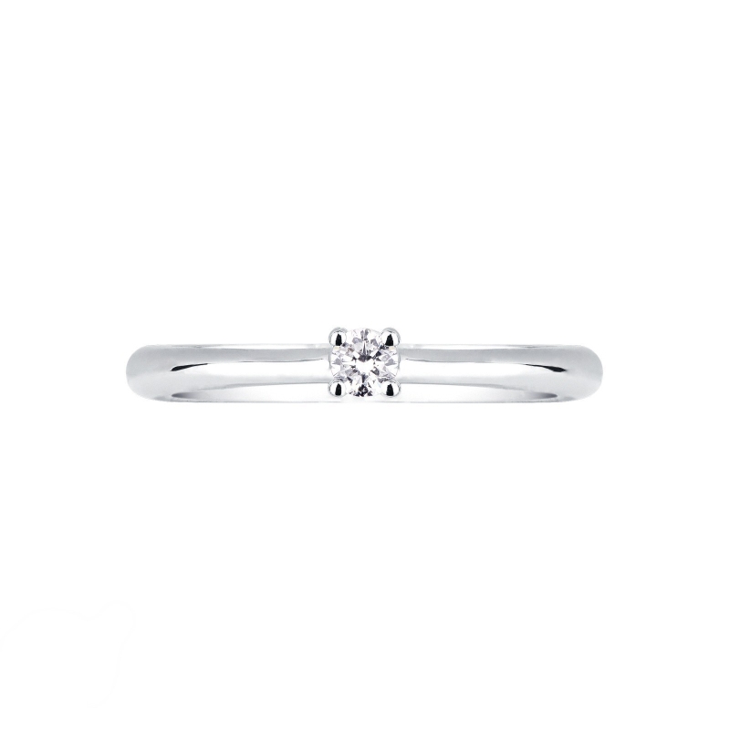 Anillo de compromiso 0,10 quilates de diamante y oro blanco de 18 kilates  Anillo de compromiso 0,10 quilates de diamante y oro blanco de 18 kilates