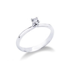 Anillo de compromiso en oro blanco de 18 kilates con diamante de 0,15 quilates