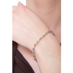 Pulsera en oro blanco 18k con topacios multicolores  2