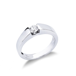 Anillo solitario moderno en oro blanco 18k con diamante 0,30ct