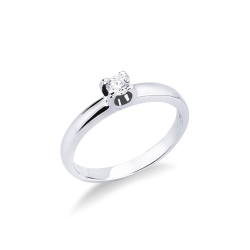Sortija oro blanco 18 kilates engastado en 4 garras y diamante 0,15 ct quilates