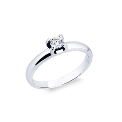 Solitario con 4 garras en oro blanco de 18 kilates con diamante de 0,25 ct