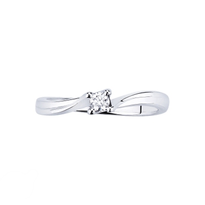 Anillo solitario en oro blanco de 18 quilates con un diamante 0,10 ct