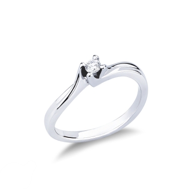 Anillo solitario en oro blanco de 18 quilates con un diamante 0,10 ct