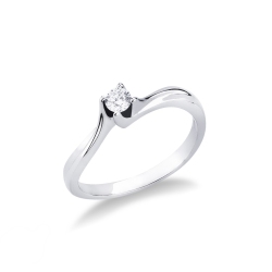 Anillo solitario en oro blanco de 18 kilates con diamante 0,15 quilates