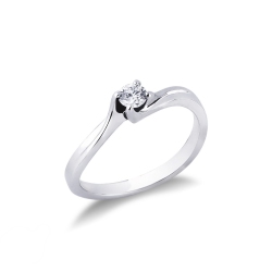 Diamante solitario anillo de 0,20 quilates en oro blanco 18 kilates
