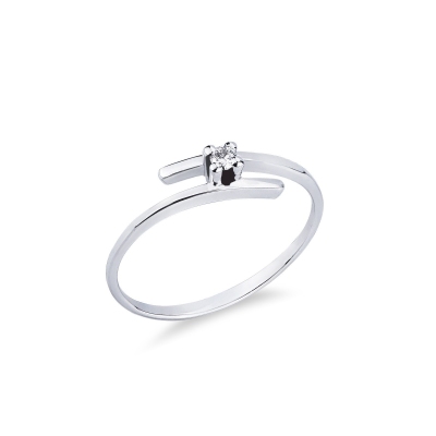 Anillo solitario en oro blanco 18k con diamante 0,04 ct