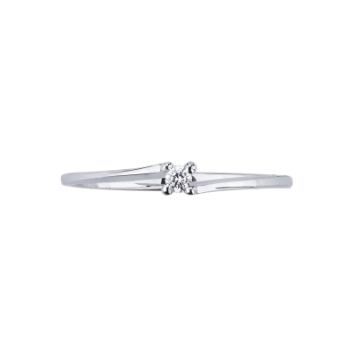 Anillo solitario en oro blanco de 18ct con diamante de 0,04 ct 