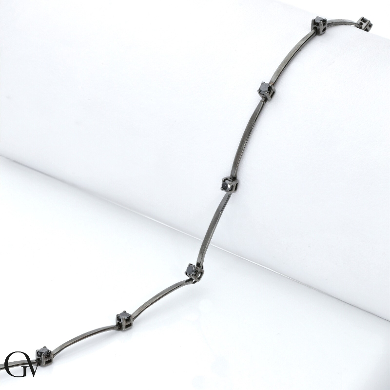 Pulsera hombre oro18 quilates completamente bruñido con diamantes negros Pulsera hombre oro18 quilates completamente bruñido con diamantes negros