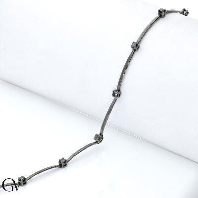 Pulsera hombre oro18 quilates completamente bruñido con diamantes negros